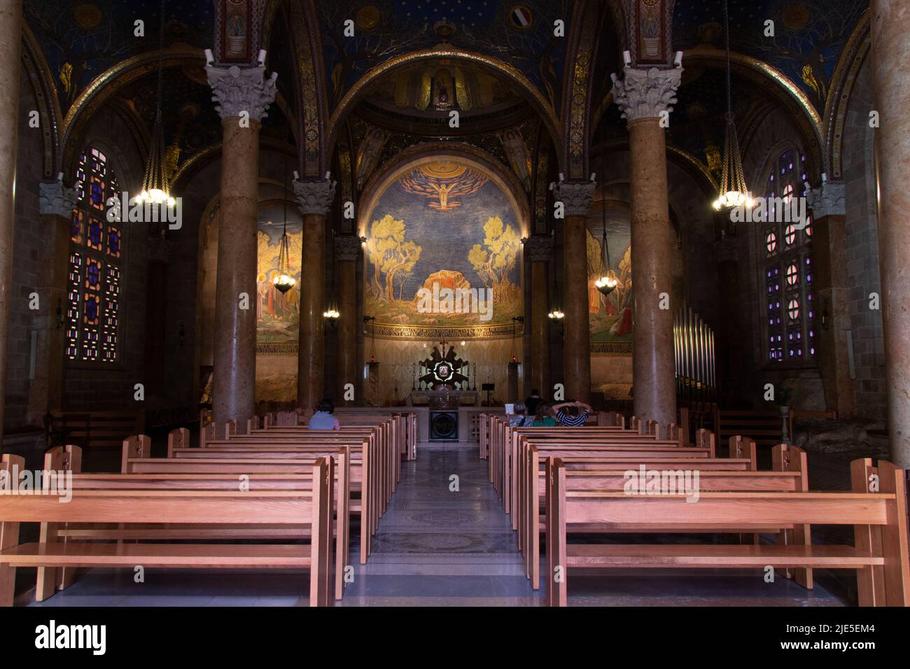 Jerusalem, Israel: Innenansicht der Kirche aller Völker oder der Basilika der Agonie auf dem Ölberg Stockfoto
