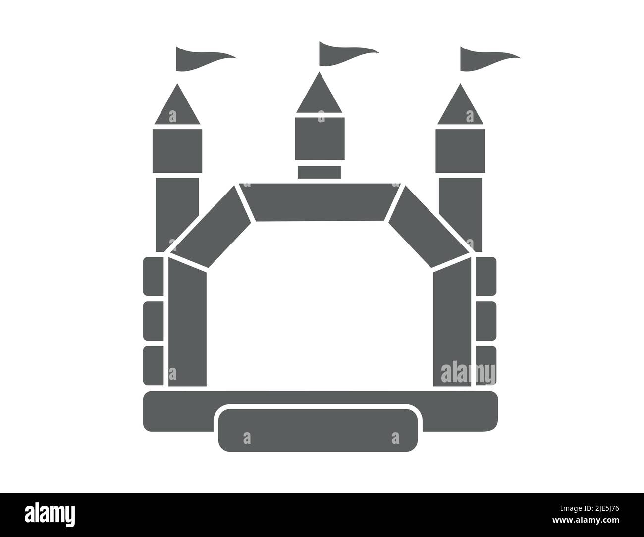 Hüpfburg aufblasbare Burg. Turm und Ausrüstung für Kinderspielplatz. Schild mit dem springenden Haus. Symbol für die Silhouette des Glyphen-Vektors Stock Vektor