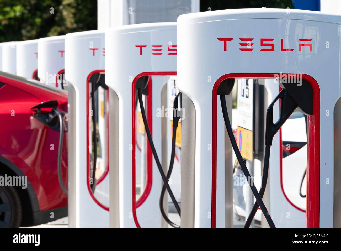 Tesla Ladestation UK Stockfoto