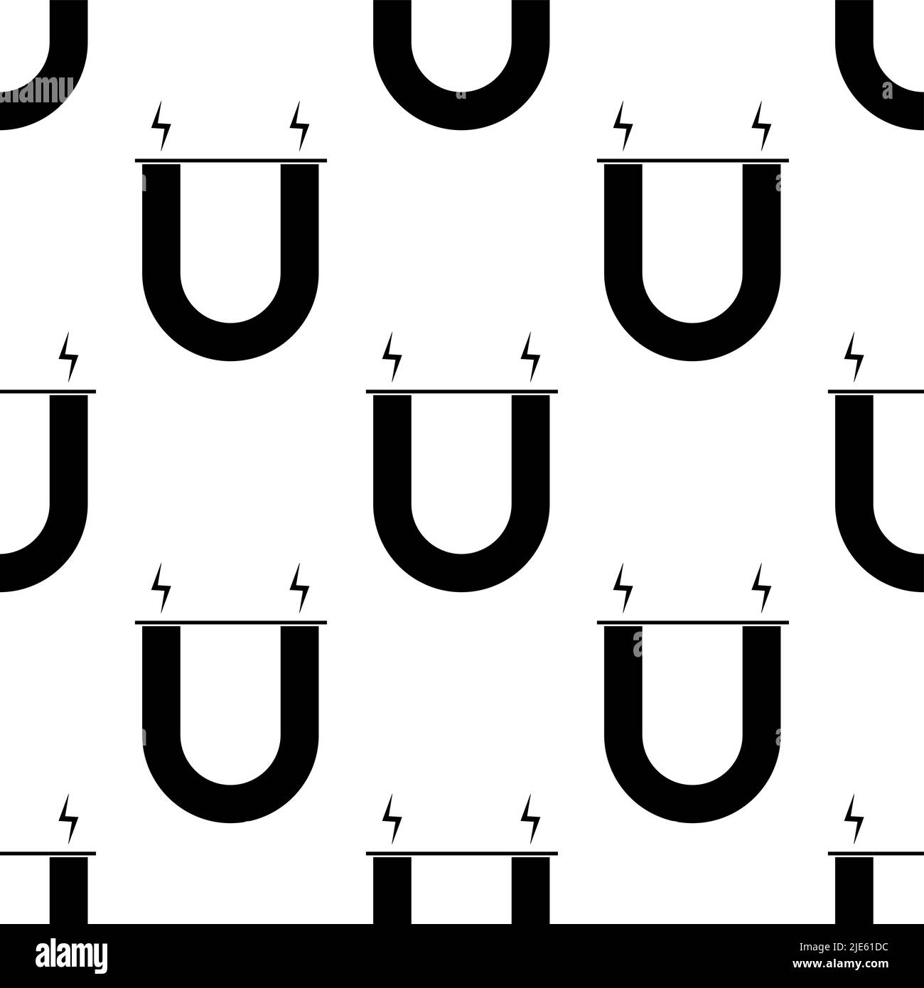 Magnet-Symbol Nahtloses Muster, Nordpol, Südpol Vektorgrafik Stock Vektor