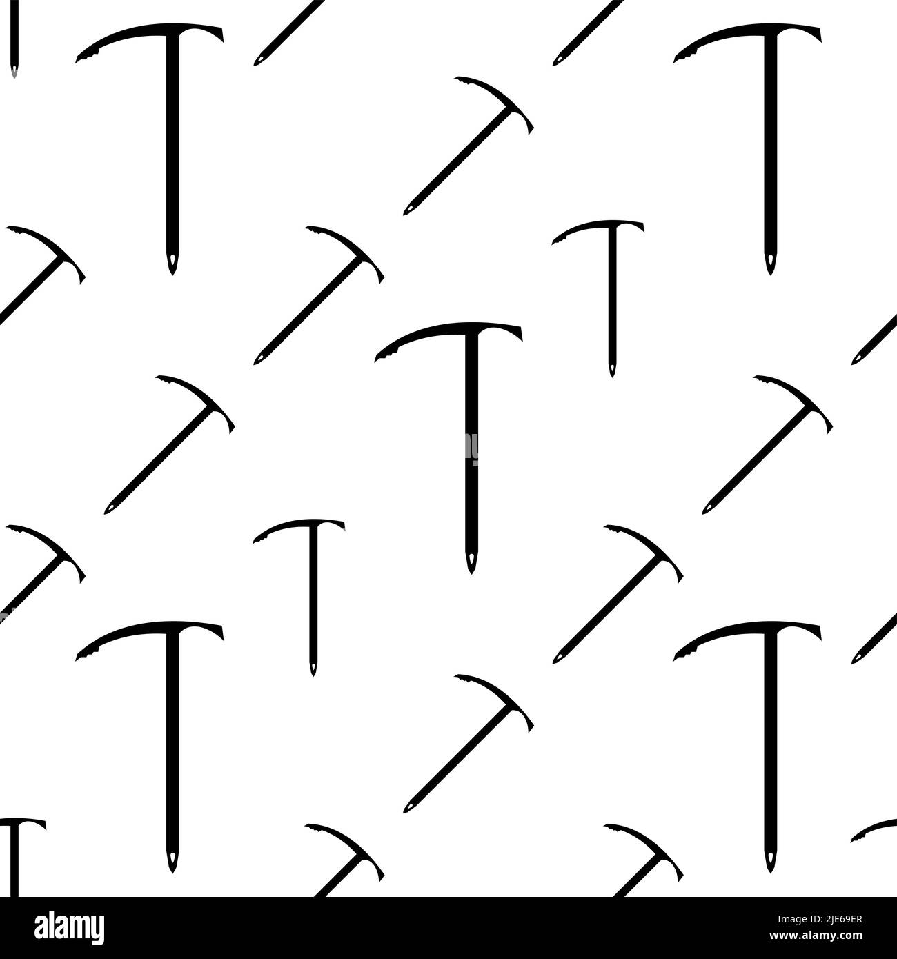 Ice Axe Symbol Nahtloses Muster, Mehrzweck-Wandern Und Klettern Werkzeug Vektor-Kunst Illustration Stock Vektor