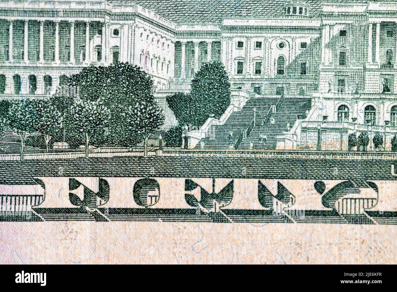 Details von Bargeld American fünfzig Dollar, Bargeld American Dollar mit einem Nennwert von 50 close-up Stockfoto