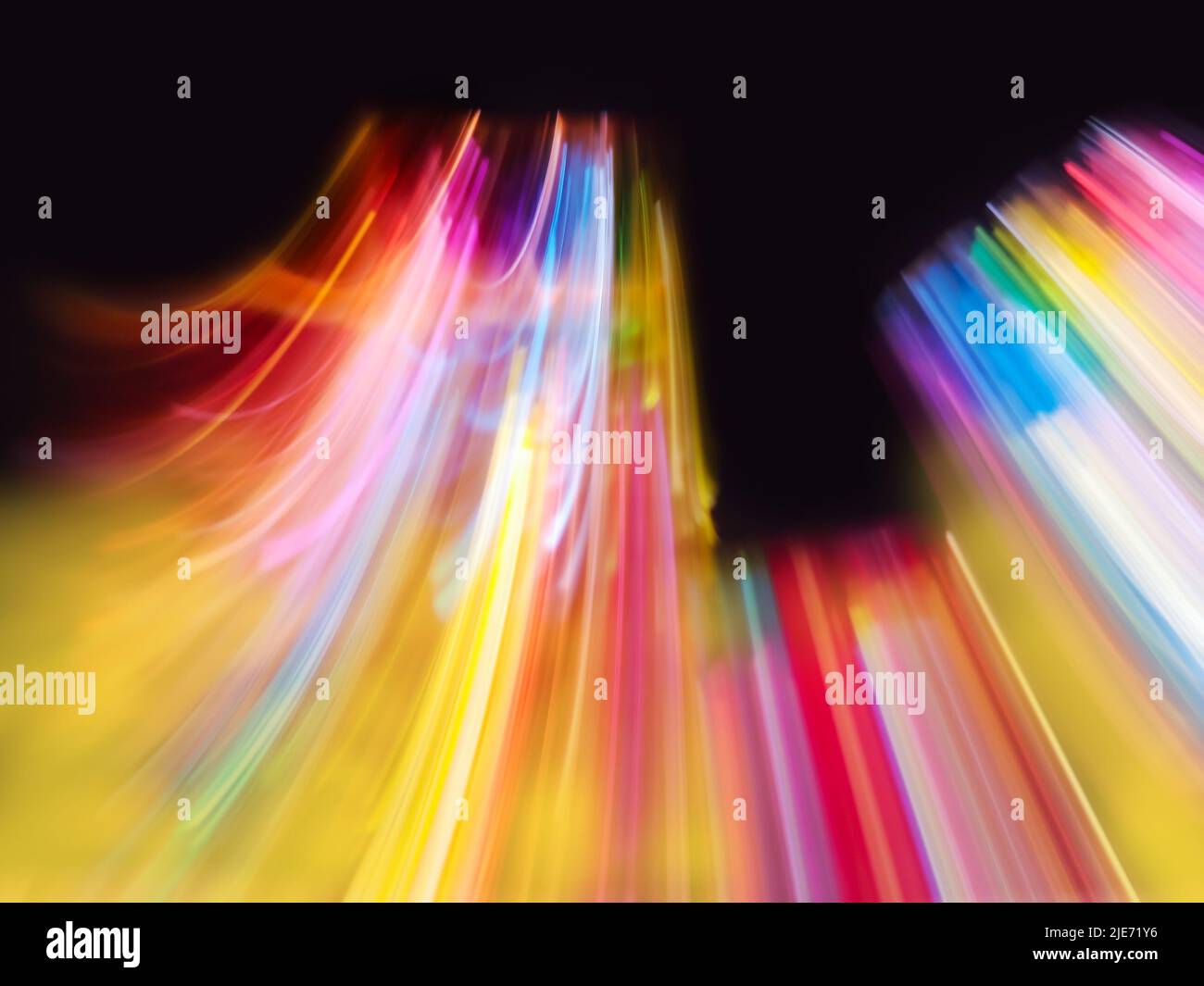 Kosmonauten Tag Konzept brillante Unschärfe Bokeh Hintergrund. Internationaler Tag der menschlichen Raumfahrt abstrakt verschwommener Hintergrund mit Gradienten Stockfoto