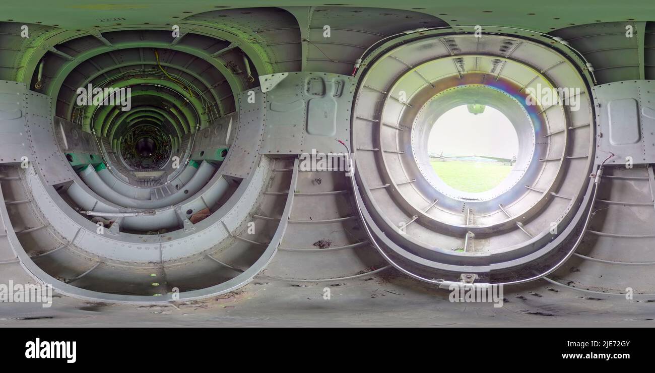 Das Innere der alten Armee russischen Jet 360 Grad Foto Stockfoto