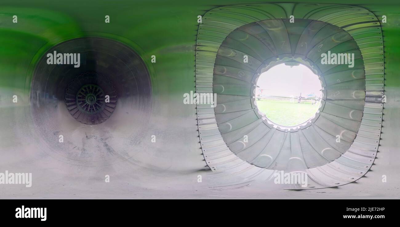 Das Innere der alten Armee russischen Jet 360 Grad Foto Stockfoto