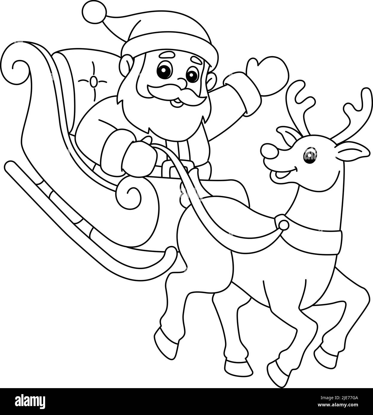 Weihnachten Santa Sleigh Und Rentier Isoliert Stock-Vektorgrafik - Alamy