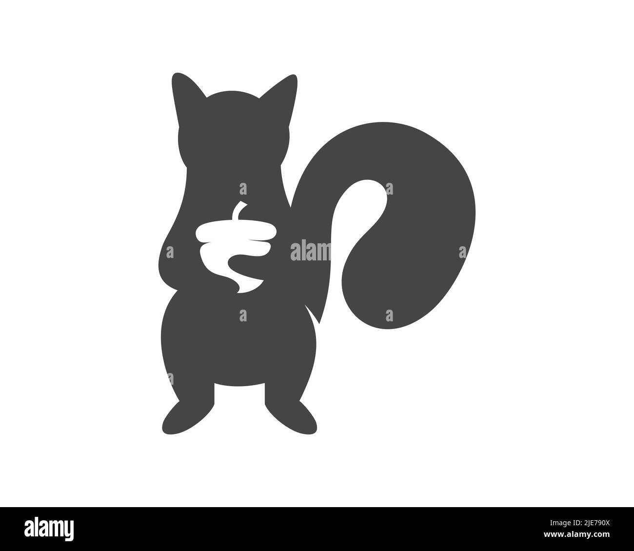 Eichhörnchen hält einen Eichel visualisiert mit Silhouette Style Stock Vektor