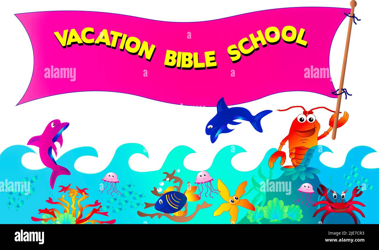 VBS Sealife Graphic Illustration isoliert auf weißem Hintergrund Stockfoto