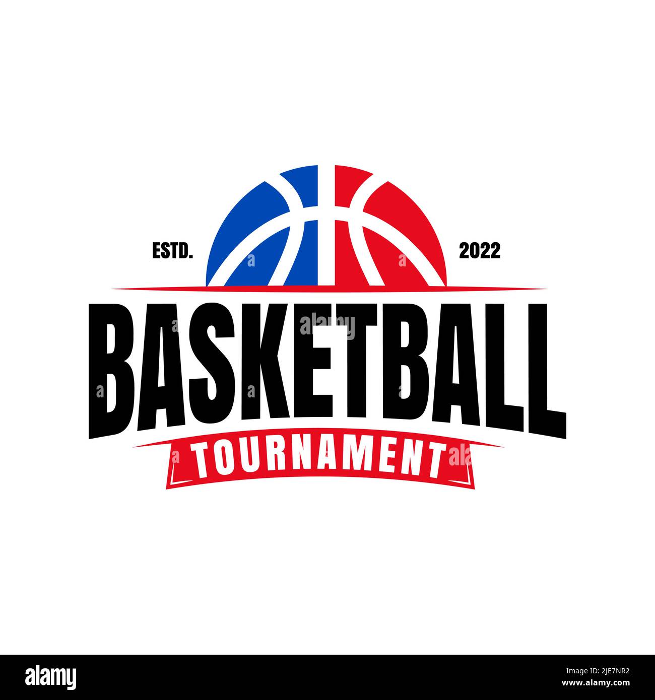 Logo des American Sports Basketball Club, Basketballverein. Turnier-Basketball-Club-Emblem, Design-Vorlage auf weißem Hintergrund Stock Vektor