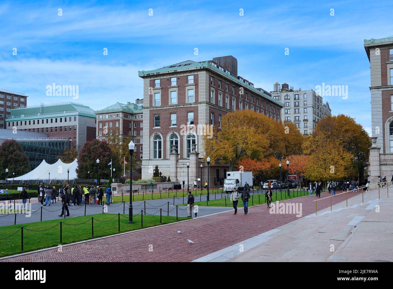 Der Hauptcampus der Columbia University in New York mit Blick nach Südwesten zum Broadway Stockfoto