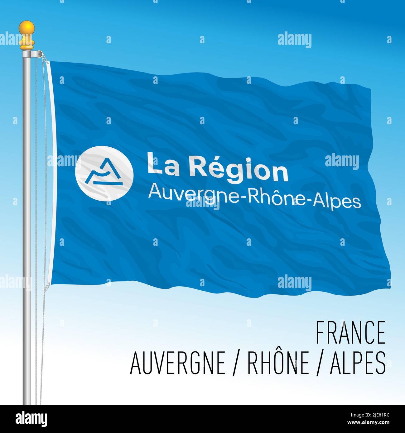 Auvergne Rhone Alpes Regionalflagge, Frankreich, Europäische Union, Vektorgrafik Stock Vektor