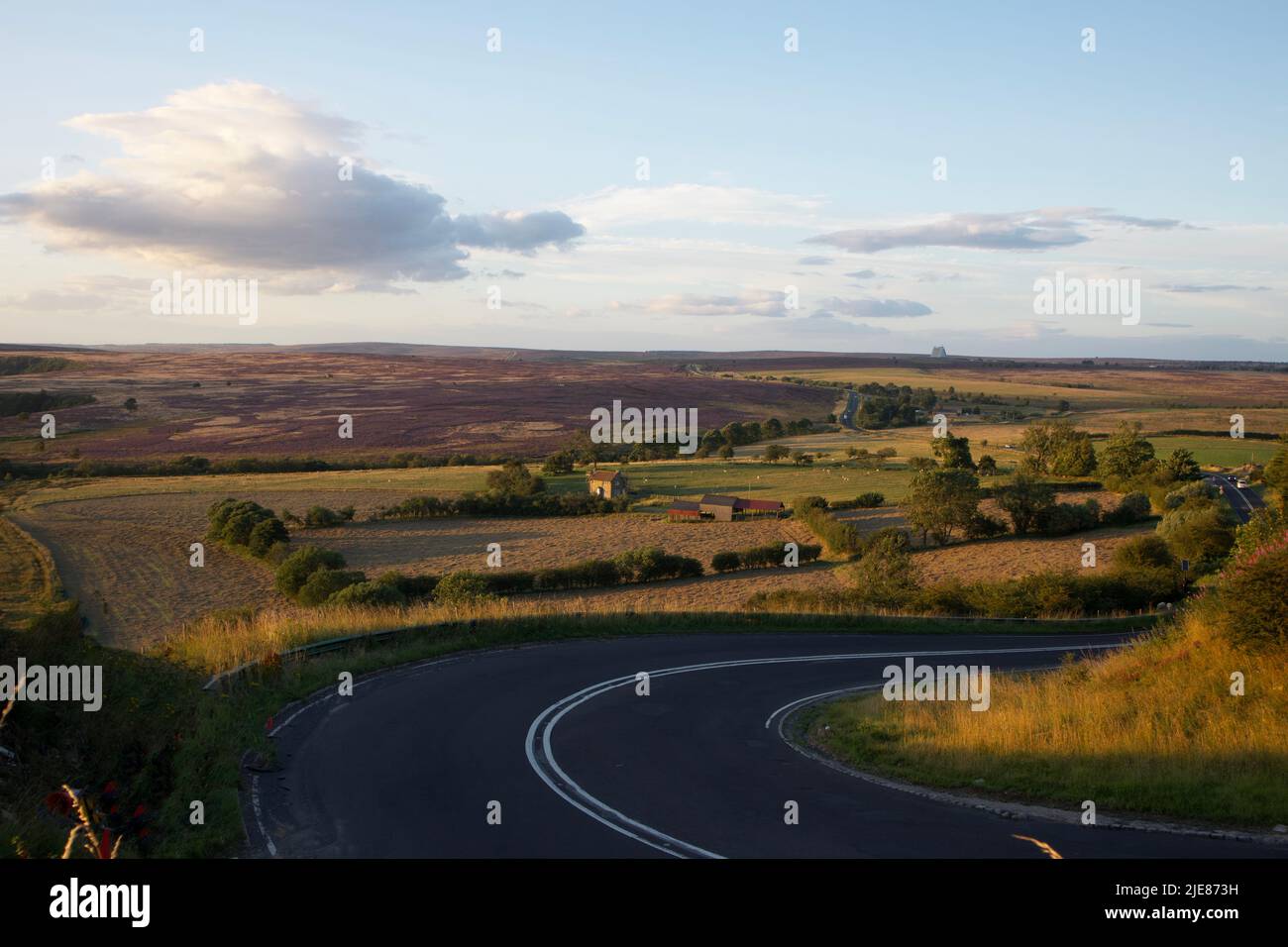 Großbritannien, Yorkshire - Goldene Stunde über North Yorkshire Moors Stockfoto