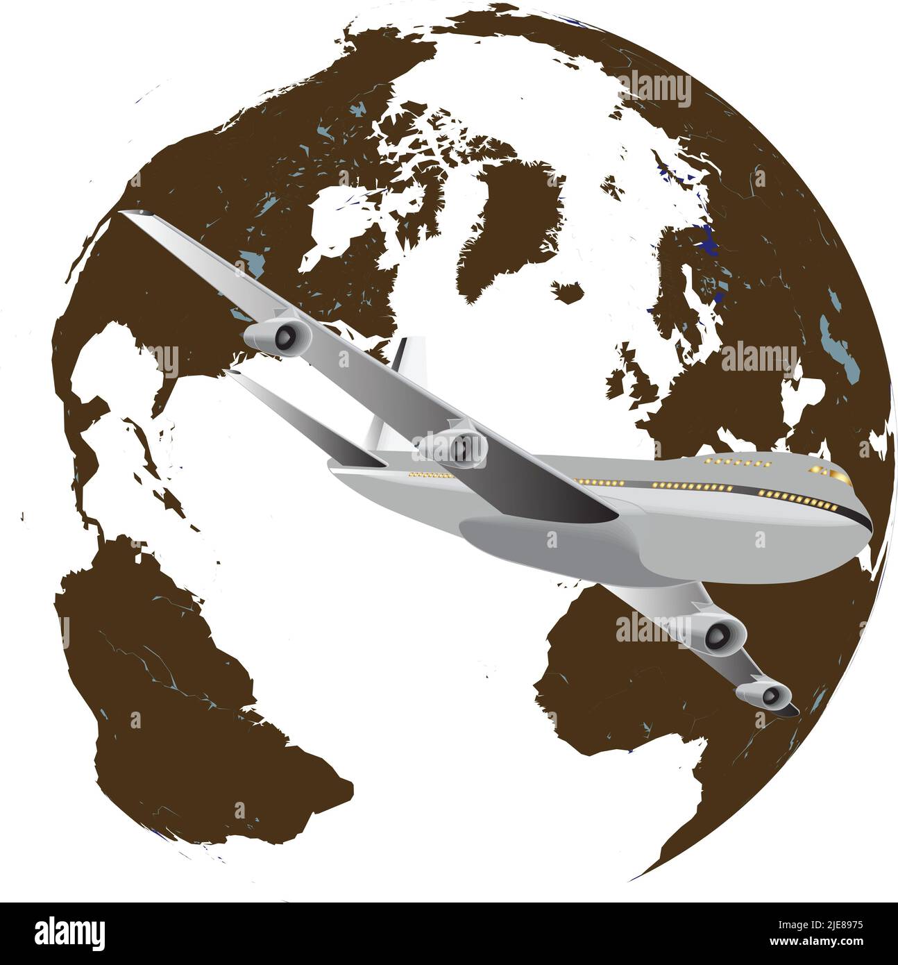 Flugzeuge fliegen auf der ganzen Welt tragen Geschäftsleute und Touristen Stockfoto