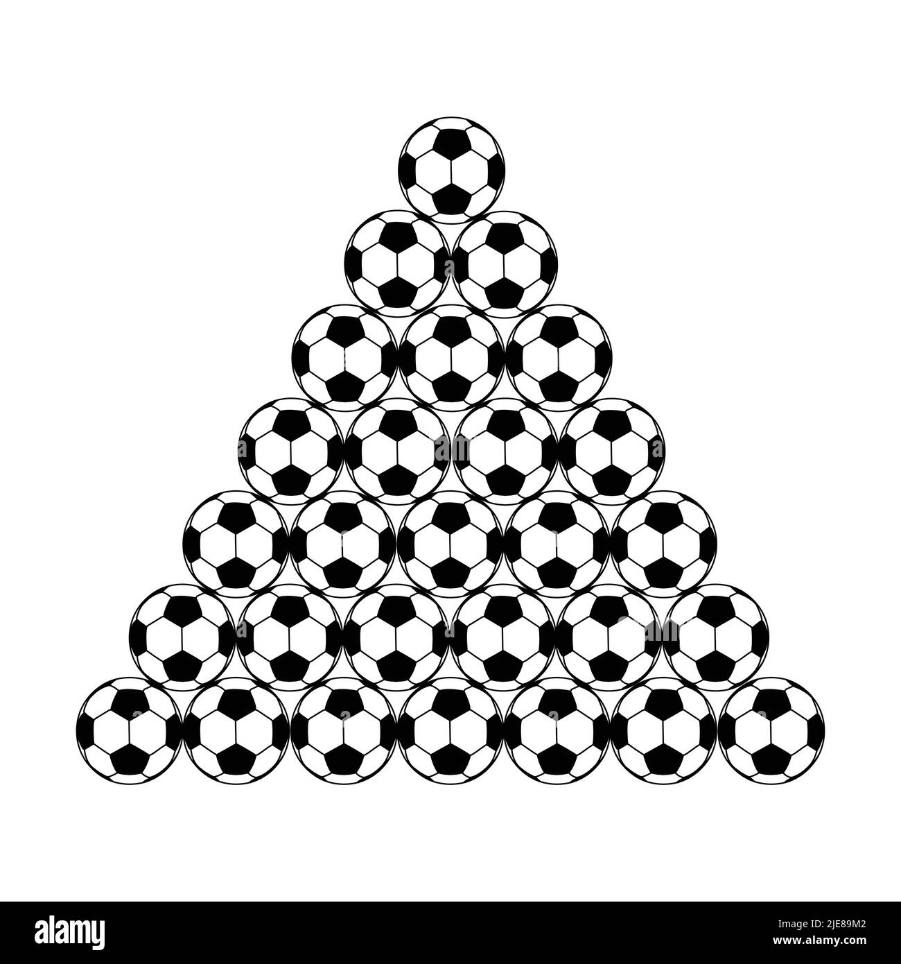 Fußball ist in einer Pyramide Art angeordnet gestapelt. vektor Stock Vektor