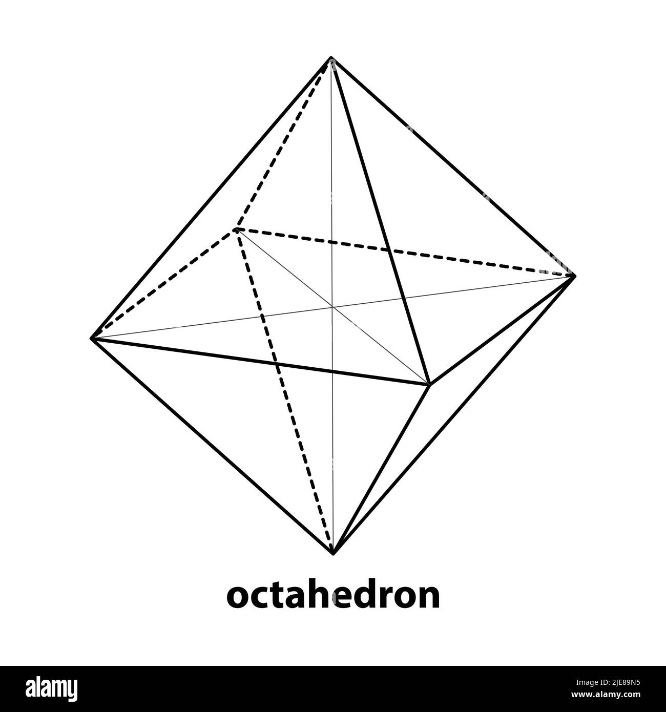 Mathematische Oktaeder-Figur. Illustration in flacher Form. vektorkontur Stock Vektor