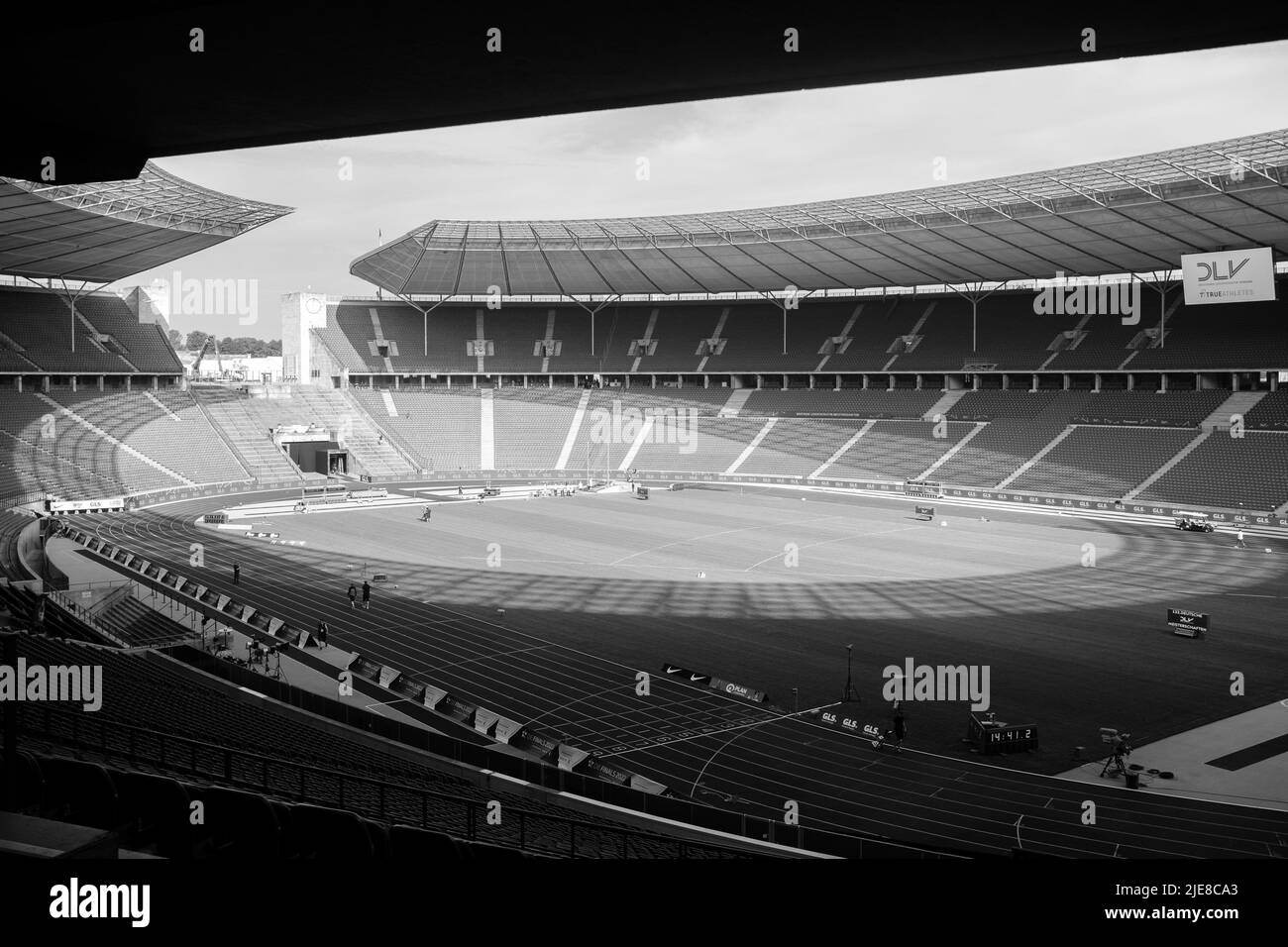 Olympiastadion am frühen Morgen vor dem deutschen Meisterschaftsfinale 2022 im Olympiastadion, Berlin. Sven Beyrich/SPP Stockfoto