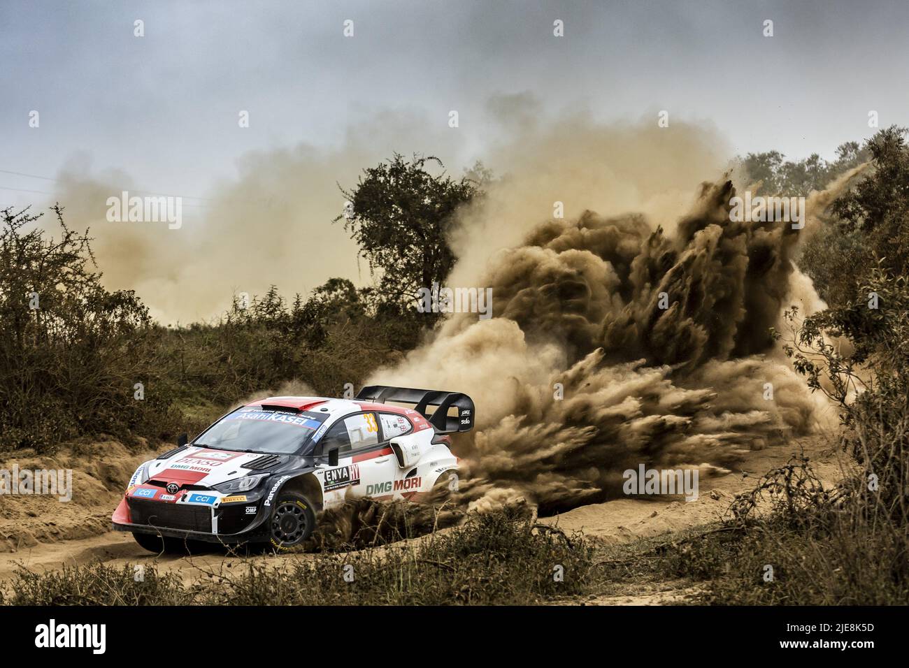 26. Juni 2022, Rom, Kenia: 33 EVANS Elfyn (gbr), MARTIN Scott (gbr), Toyota Gazoo Racing WRT, Toyota GR Yaris Rally 1, Aktion während der Safari Rally Kenya 2022, 6. Runde der WRC World Rally Car Championship 2022, vom 23. Bis 26. Juni 2022 in Nairobi, Kenia - Foto Nikos Katikis/DPPI/LiveMedia. (Bild: © Nikos Katikis/LPS via ZUMA Press) Stockfoto