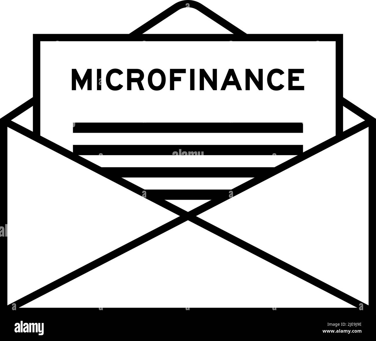 Umschlag und Briefzeichen mit Wort Mikrofinanzierung als Überschrift Stock Vektor