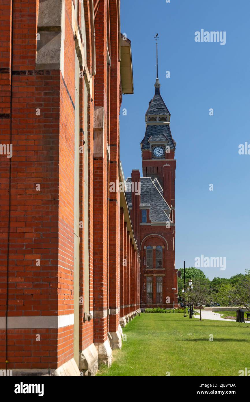 Chicago, Illinois - das Verwaltungsgebäude, heute das Besucherzentrum des National Park Service, am Pullman National Monument. Es ist der Ort eines Compas Stockfoto