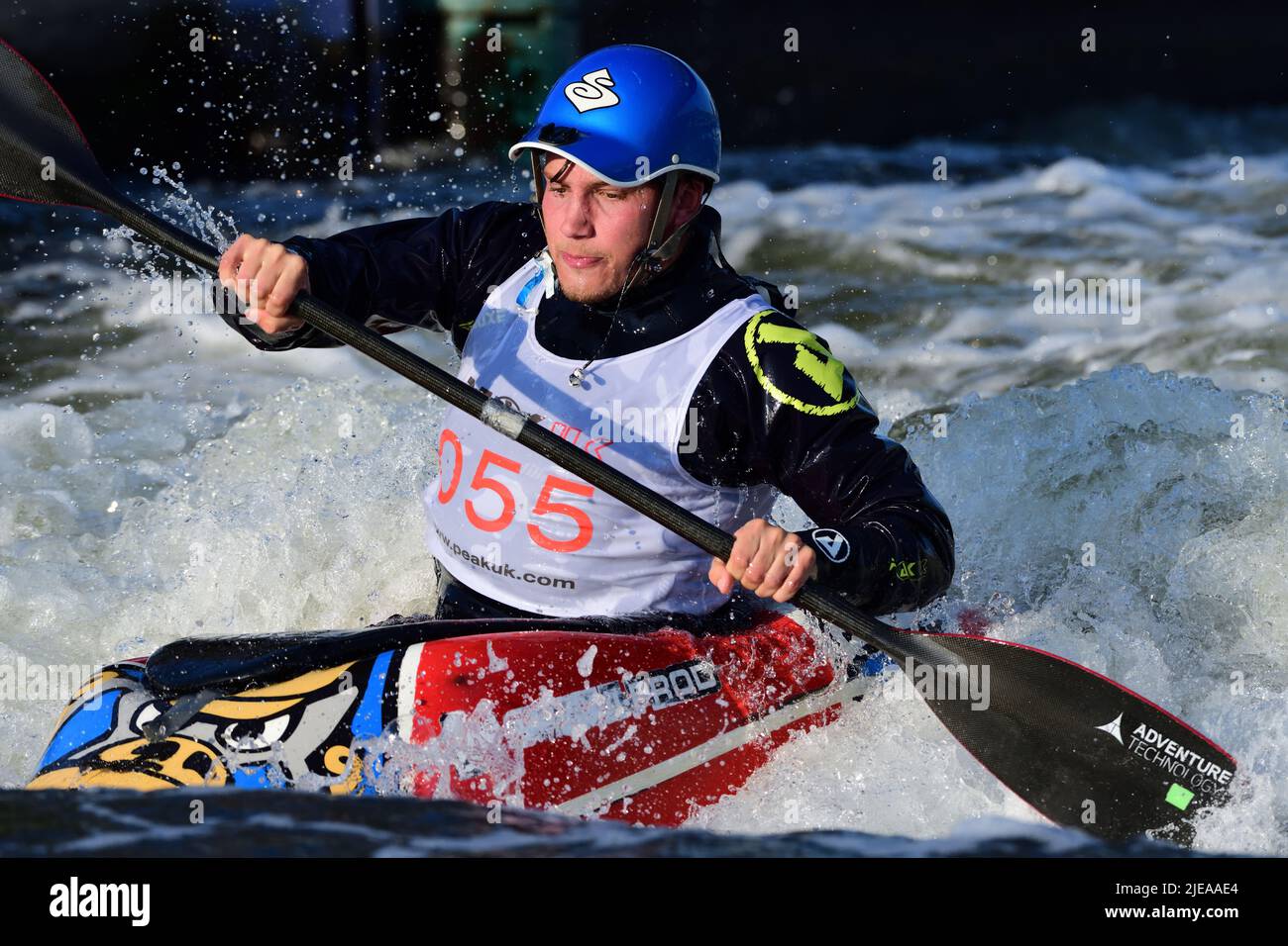 European Open Freestyle 2018 Super September Day 1 Johannes Baaden British Canoeing National Watersports Centre Holme Pierrepont Nottingham Großbritannien Stockfoto