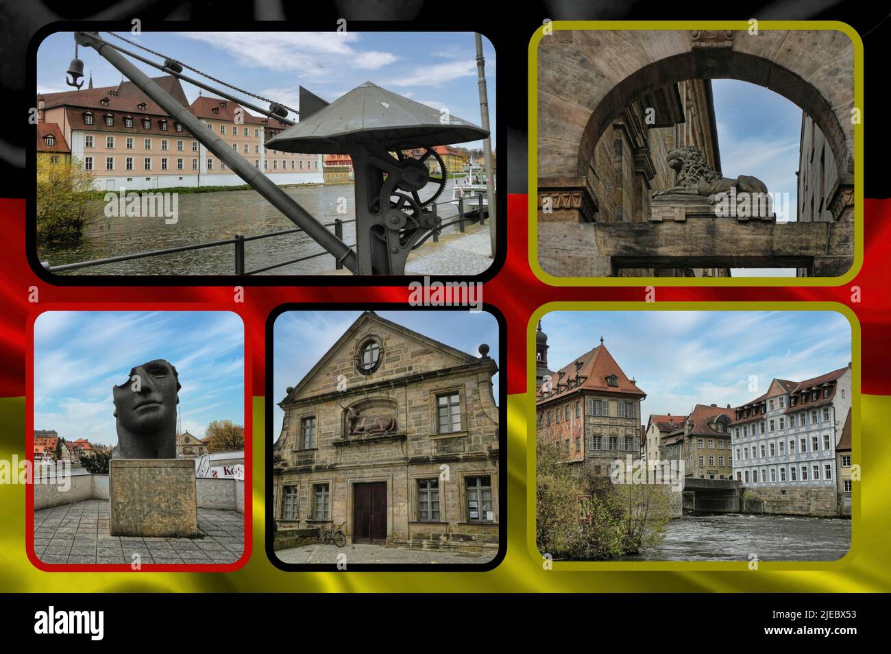 Bamberg ist eine Stadt in Bayern, Deutschland. Die Bamberger Altstadt liegt in Oberfranken und steht seit 1993 auf der UNESCO-Liste des Weltkulturerbes Stockfoto