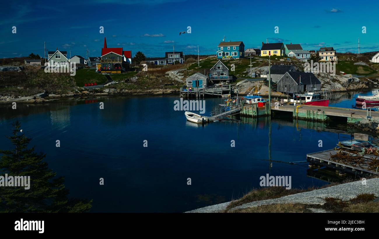 Das kleine Fischerdorf Peggy's Cove, Nova Scotia, Kanada, ließ sich Anfang 1800s nieder Stockfoto