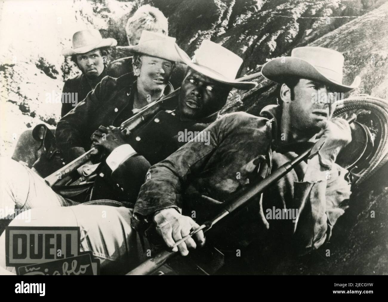Die Schauspieler Sidney Poitier und James Garner im Film Duell in Diablo, USA 1966 Stockfoto