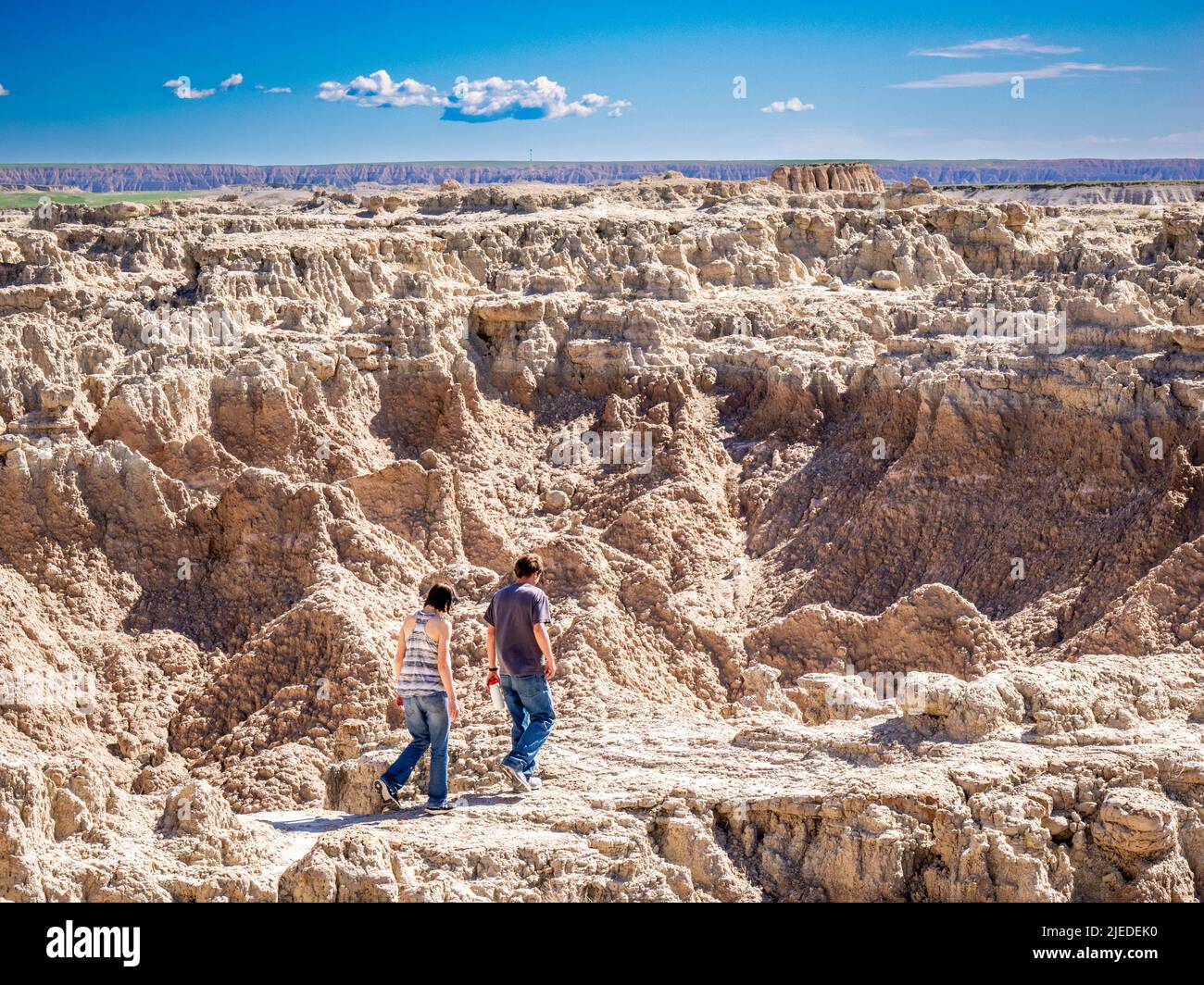 People on the Door Trail im Badlands National Park in South Dakota Stockfoto