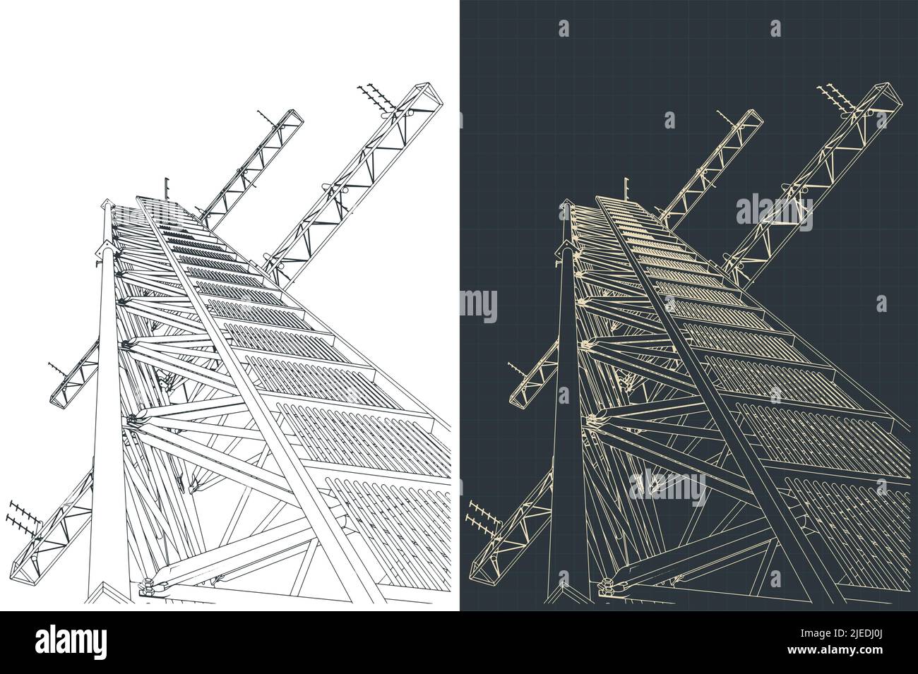 Stilisierte Vektor-Illustrationen von Zeichnungen des Antennenturm Stock Vektor