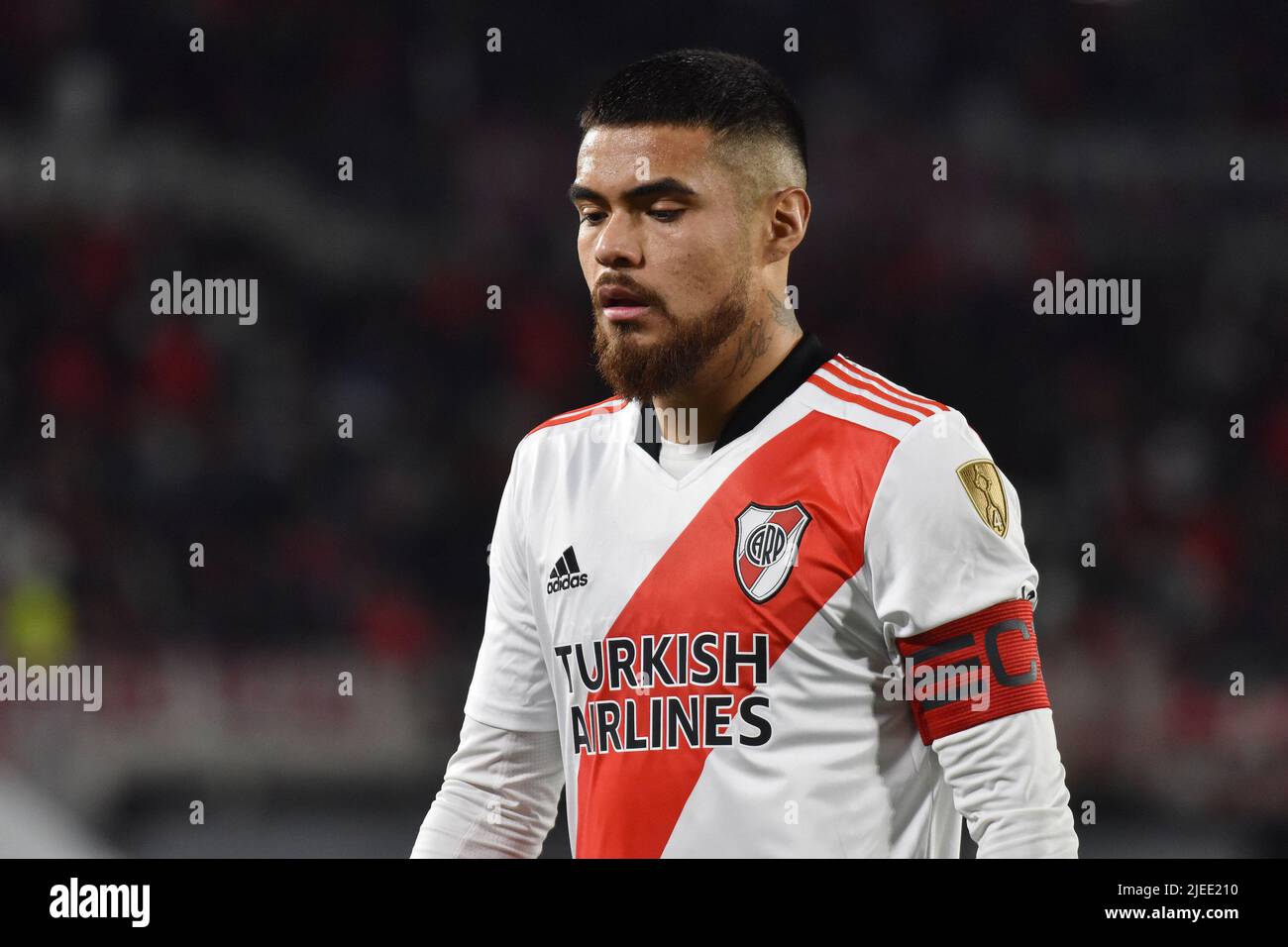 Paulo Diaz von River Plate bei einem Copa Libertadores-Spiel zwischen River und Colo Colo im Estadio Monumental. Stockfoto