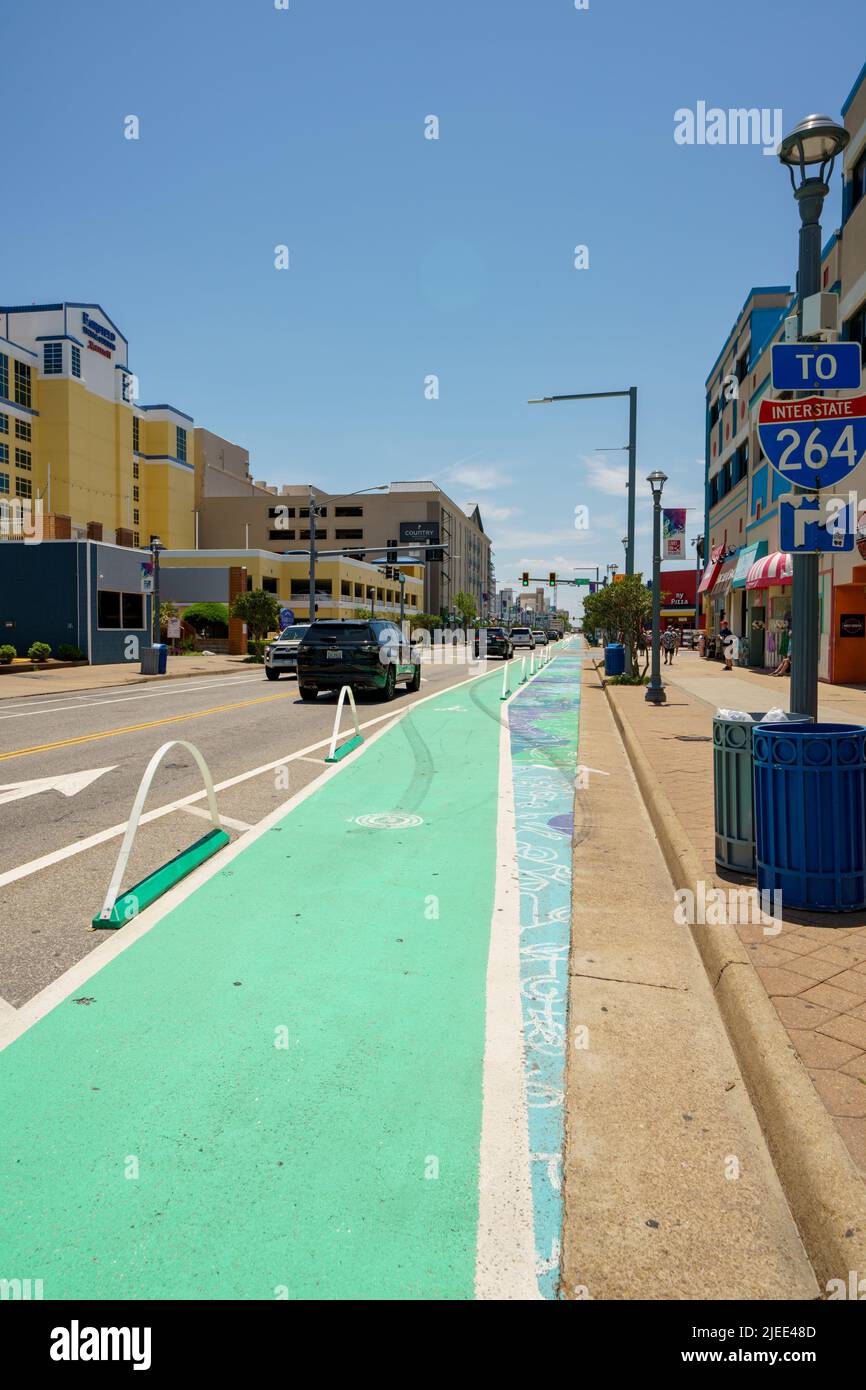 Geschützte Fahrradwege am Virginia Beach USA Stockfoto