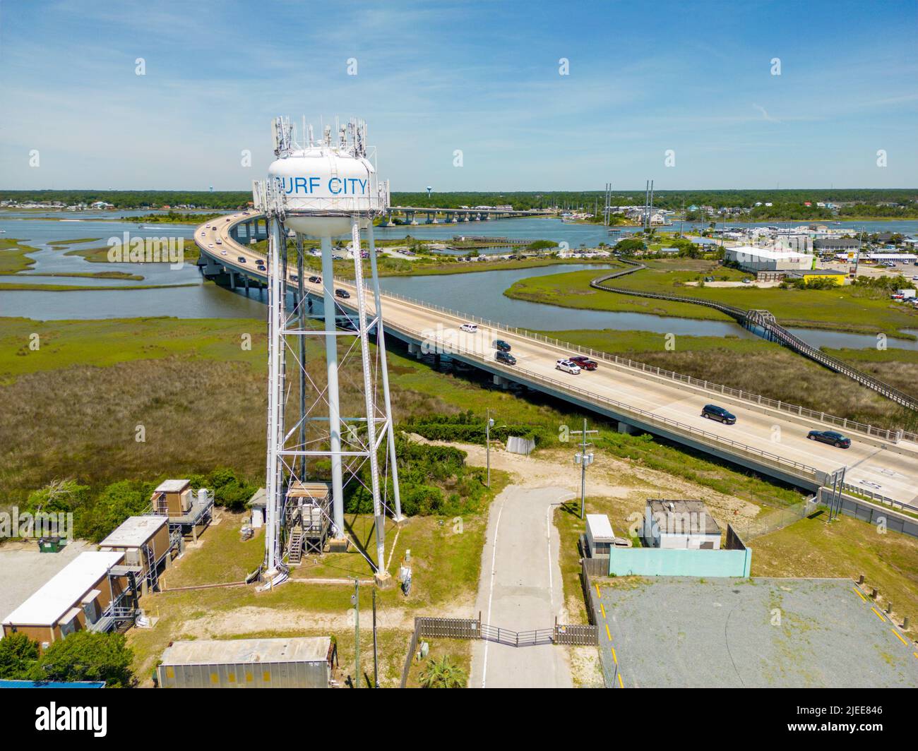 Luftaufnahme des Wasserturms von Surf City North Carolina USA Stockfoto