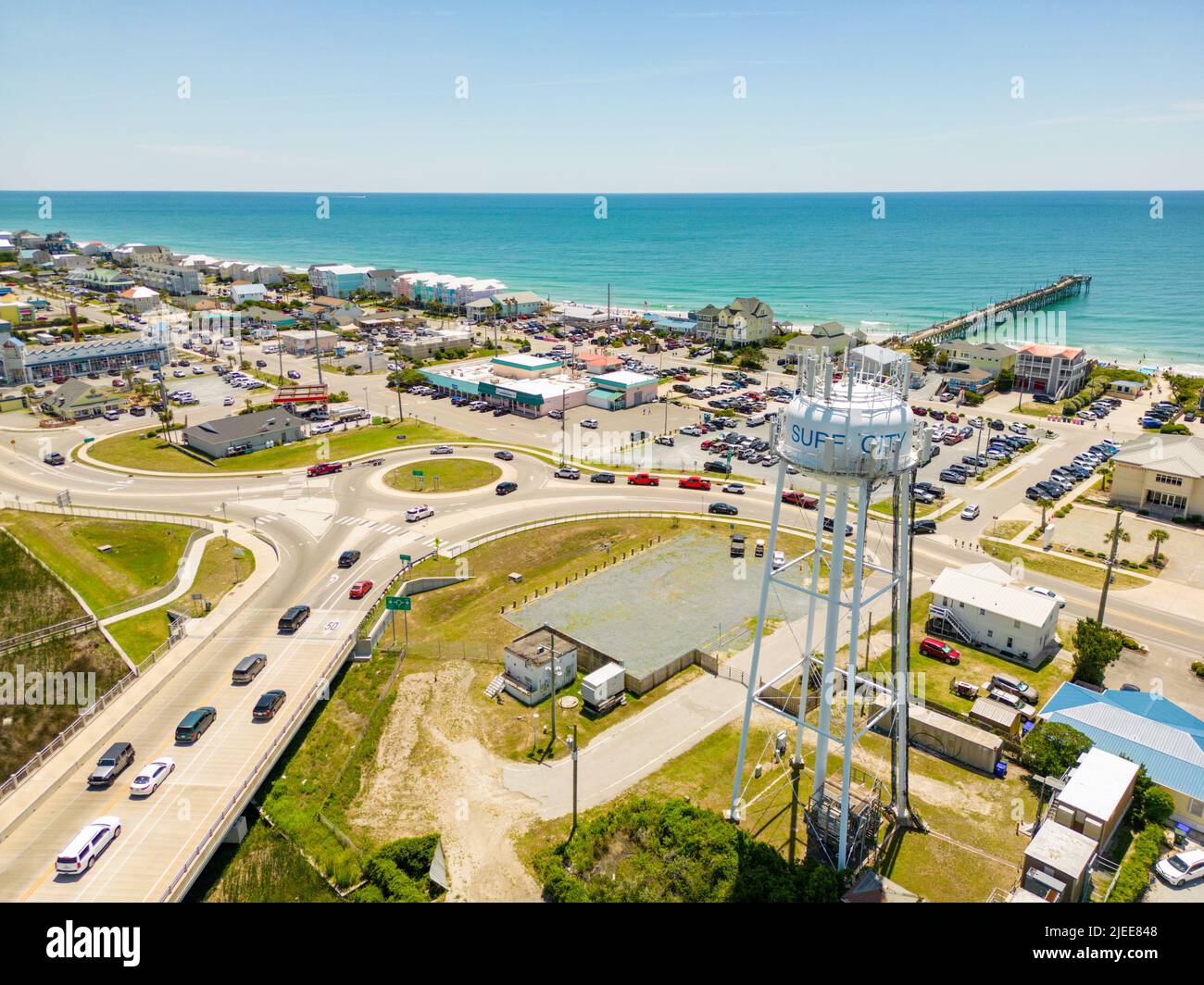 Luftaufnahme des Wasserturms von Surf City North Carolina USA Stockfoto