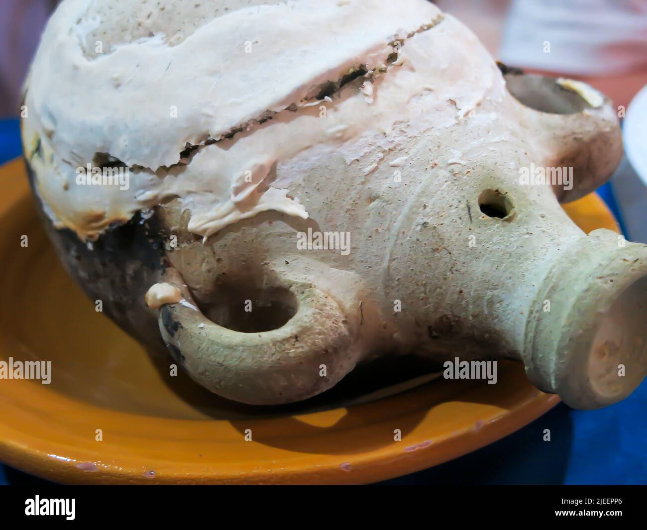 Herzhaft / warmes Fleisch und Gemüse in einem Glas gekocht Stockfoto