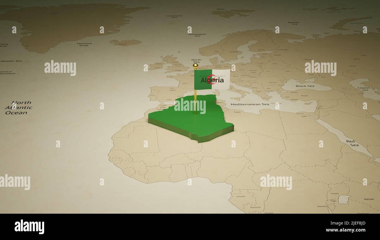 Abbildung des Algeria Independence Day auf der Karte 3D. Stockfoto