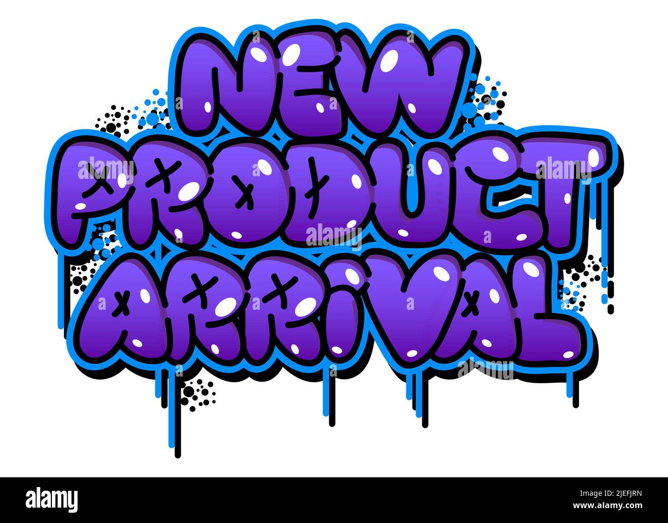 Neues Produkt Ankunft Graffiti Tag. Abstrakte moderne Straßenkunst Dekoration in städtischer Malerei Stil durchgeführt. Stock Vektor