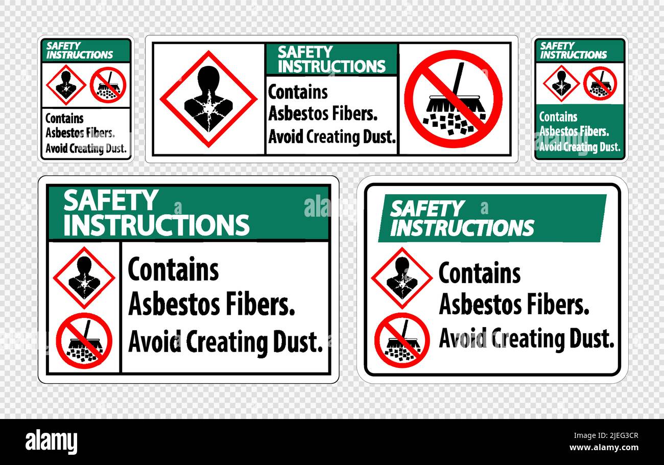 Sicherheitshinweis Etikett Enthält Asbestfasern, Vermeiden Sie Die Bildung Von Staub Stock Vektor