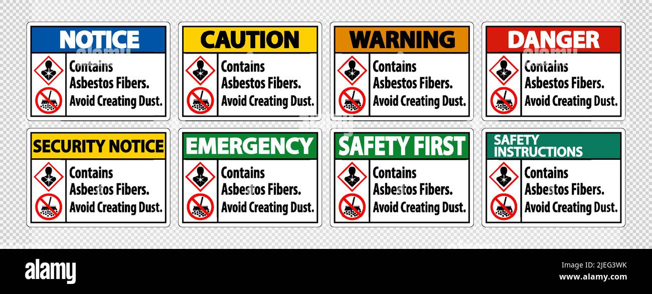 Etikett Enthält Asbestfasern, Vermeiden Sie Es, Staub Zu Erzeugen Stock Vektor
