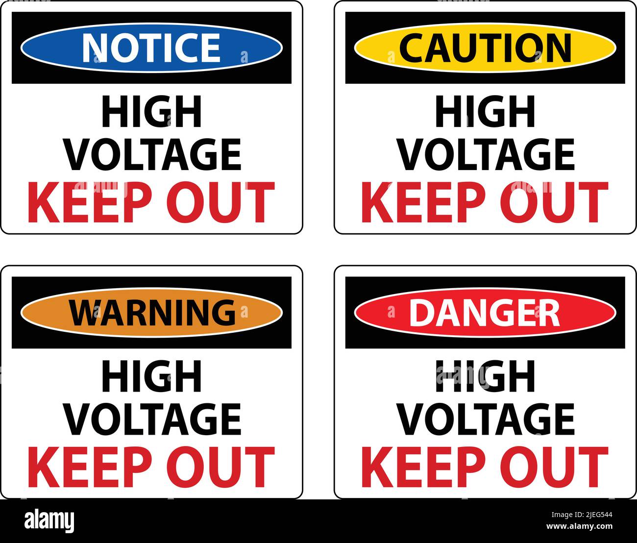 Warnhinweis Hochspannungs-Warnschild Auf Weißem Hintergrund Stock Vektor
