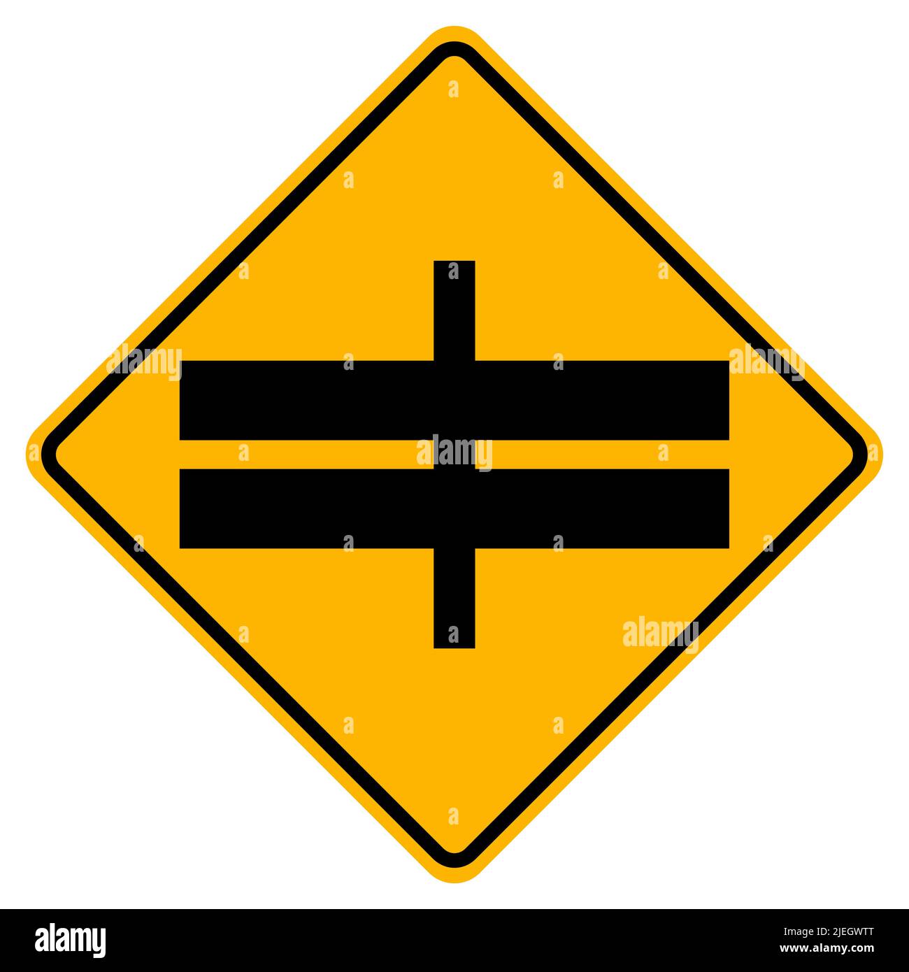 Autobahnkreuzung vor Verkehr Straßenschild isolieren auf weißem Hintergrund, Vektorgrafik EPS.10 Stock Vektor