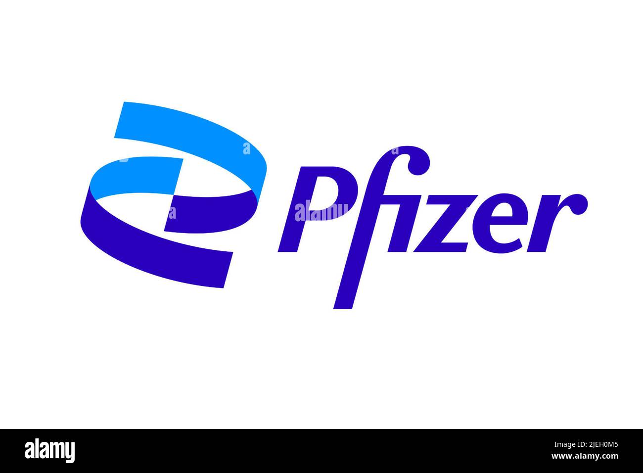Das neue Logo der Firma Pfizer, Partner von Biontefh, haben zusammen Impuls gegen Corona entwickelt, Stockfoto