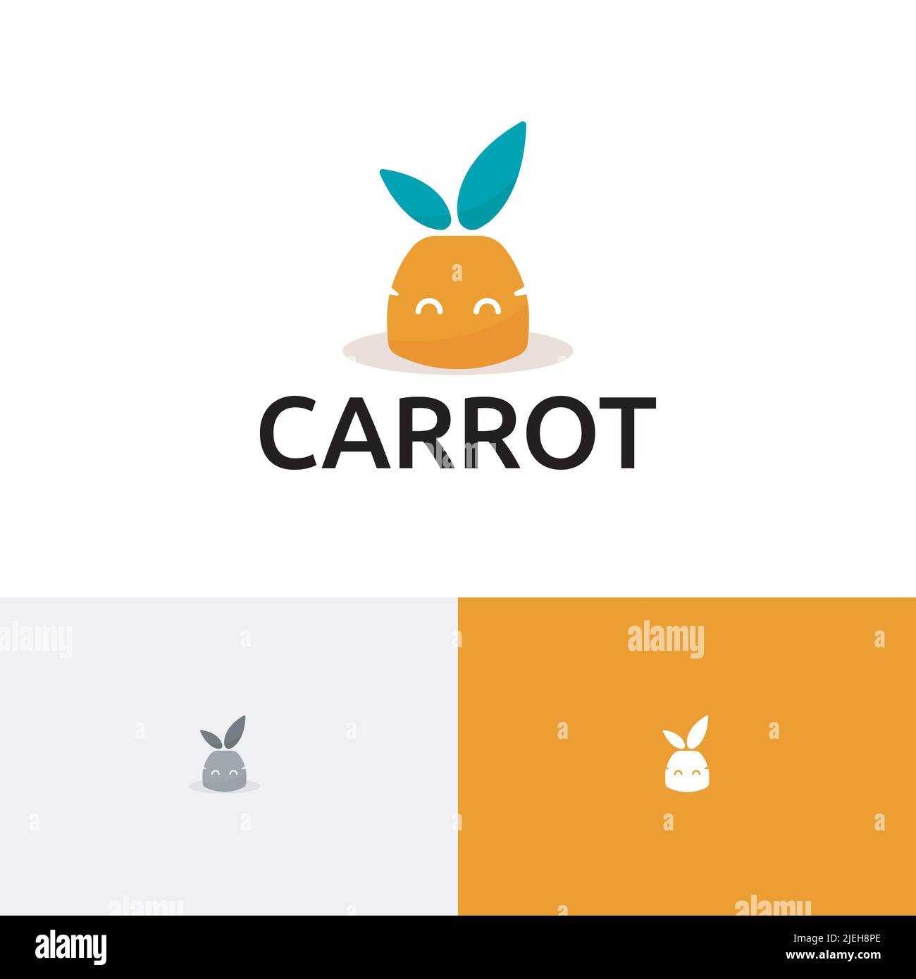 Niedliche Karotte Bunny Kaninchen Gemüse Lebensmittel Tier Logo Stock Vektor