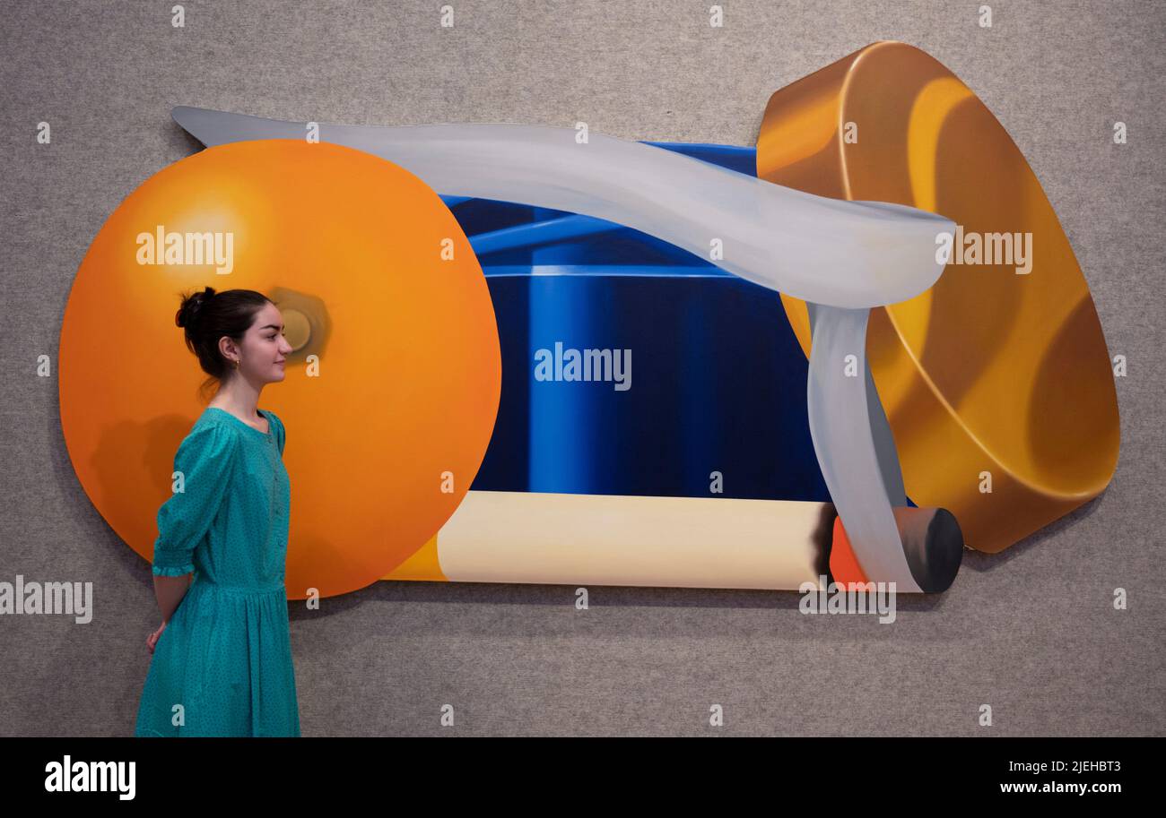 Bonhams, New Bond Street, London, Großbritannien. 27. Juni 2022. Der Verkauf von Post-war & Contemporary Art findet am 30. Juni statt. Zu den Highlights gehören: Tom Wesselmann (1931-2004), Still Life with Blue Jar and Smoking Cigarette (flat), 1980-1982, Schätzung £850.000-1.250.000. Öl auf Leinwand. Quelle: Malcolm Park/Alamy Live News Stockfoto