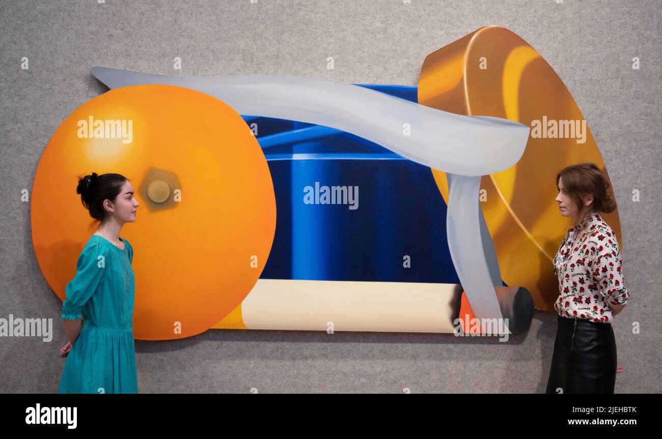 Bonhams, New Bond Street, London, Großbritannien. 27. Juni 2022. Der Verkauf von Post-war & Contemporary Art findet am 30. Juni statt. Zu den Highlights gehören: Tom Wesselmann (1931-2004), Still Life with Blue Jar and Smoking Cigarette (flat), 1980-1982, Schätzung £850.000-1.250.000. Öl auf Leinwand. Quelle: Malcolm Park/Alamy Live News Stockfoto