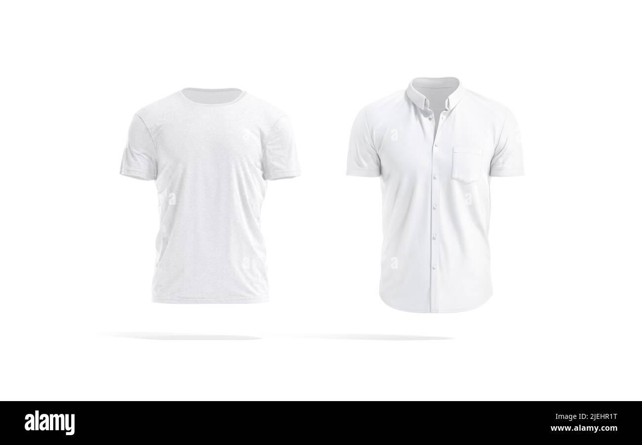 Weißes T-Shirt und kurzärmeliges Shirt-Modell, Vorderansicht Stockfoto