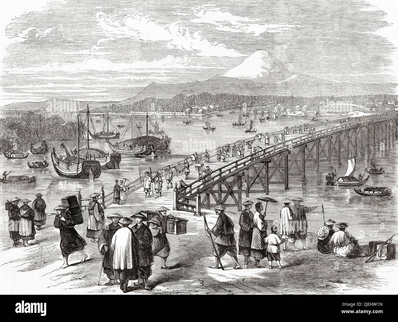 Edo, Jeddo, Yedo oder Yeddo, das moderne Tokio, Japan, Hier im 19.. Jahrhundert gesehen. Aus L'Univers Illustre, Paris, 1859 Stockfoto