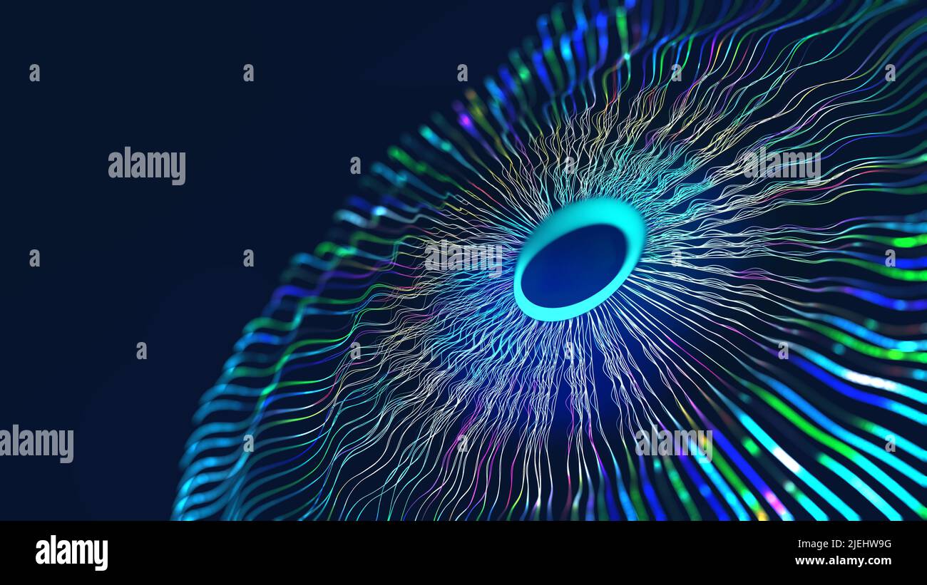 Cyberspace und digitales Auge. High-Tech-Unternehmen. Künstliches Neuronales Netzwerk. Big-Data-Konzept. Künstliche Intelligenz in der Technologie der Zukunft Stockfoto