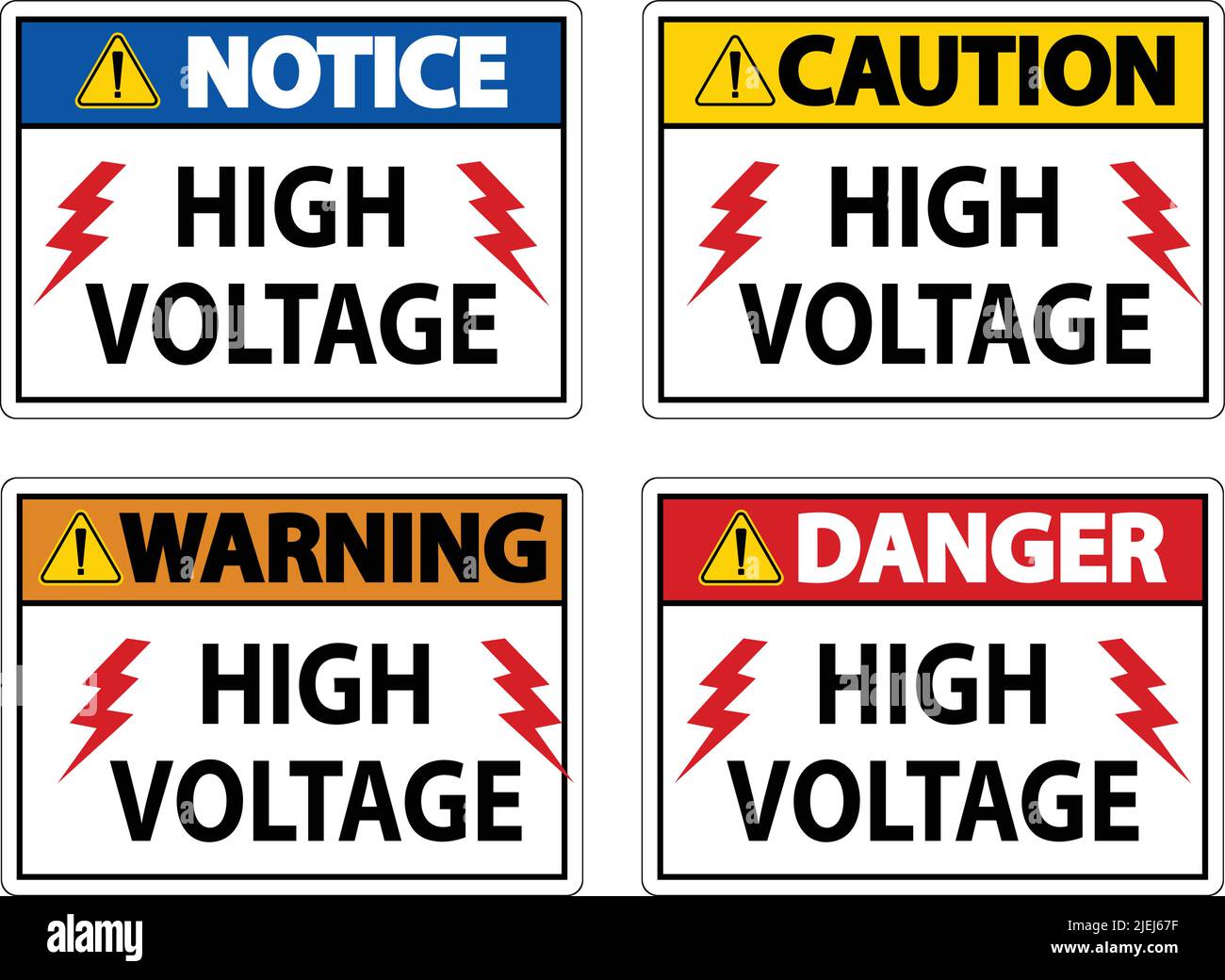 Warnschild Für Hohe Spannung Auf Weißem Hintergrund Stock Vektor