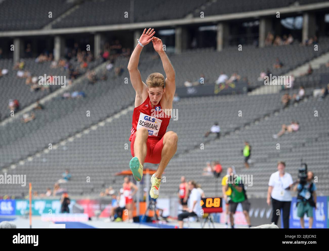 Schmahl Nick (HSV Hamburg Hamburg Hamburg) Aktion. Männer-Weitsprung-Finale am 26.. Juni 2022 Deutsche Leichtathletik-Meisterschaften 2022, ab 25.. Juni. - 06/26/2022 in Berlin. ÃÂ Stockfoto