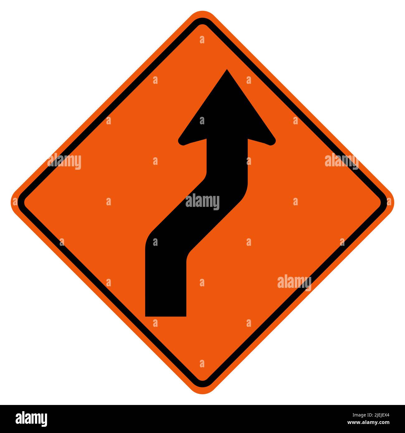 Gekrümmtes rechts Verkehrssymbolzeichen isolieren auf weißem Hintergrund, Vektorgrafik Stock Vektor
